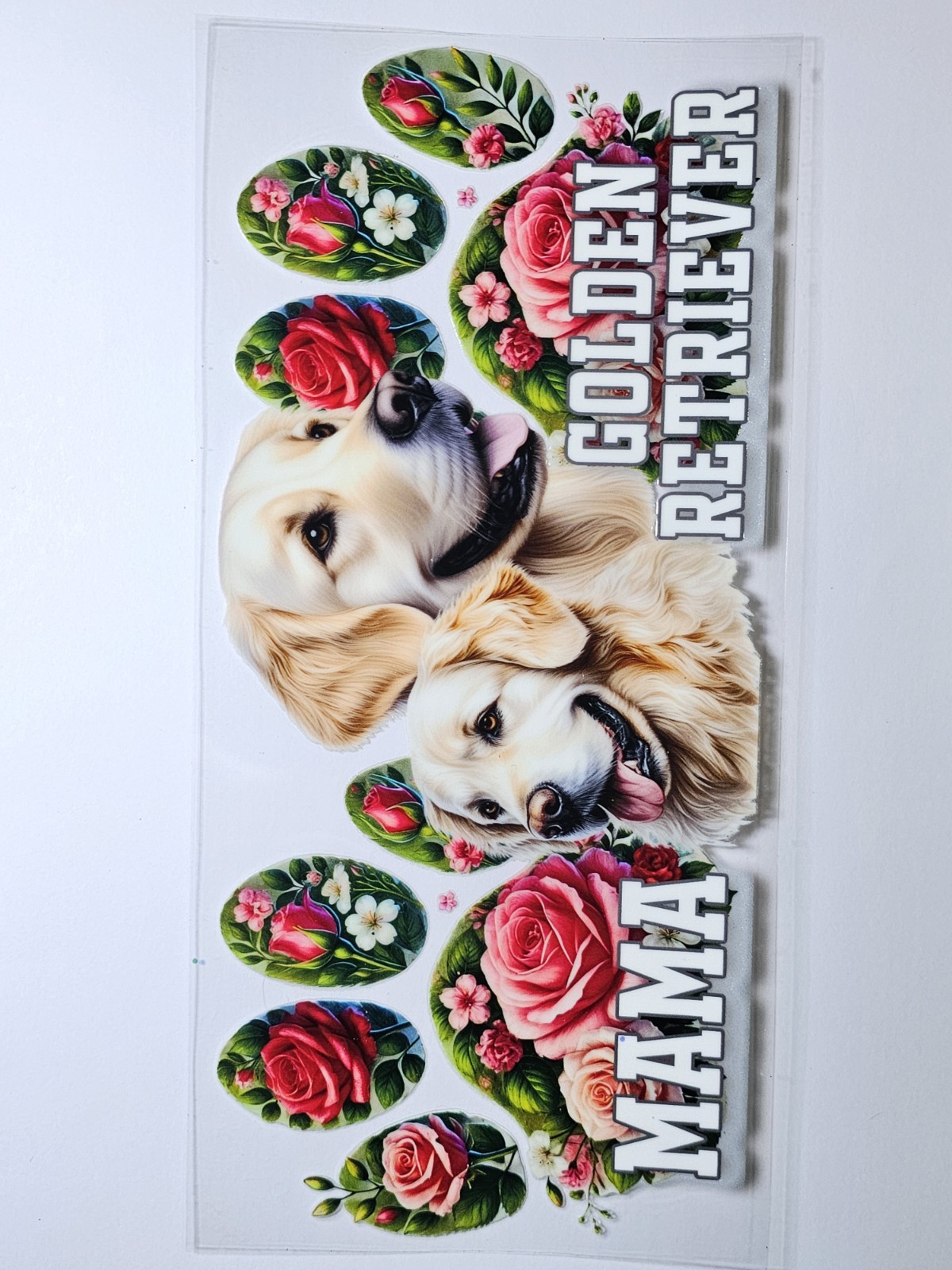 Golden Retriever DTF Transfer Sticker Wrap Tumbler UVDTF BUY 10+ GT COMBINE SHIP
