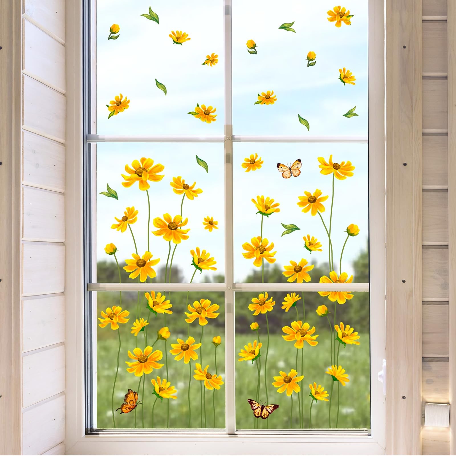 JarThenaAMCS 9 Sheets Spring Summer Daisy Window 7.9 x 11.8 inch, Yellow