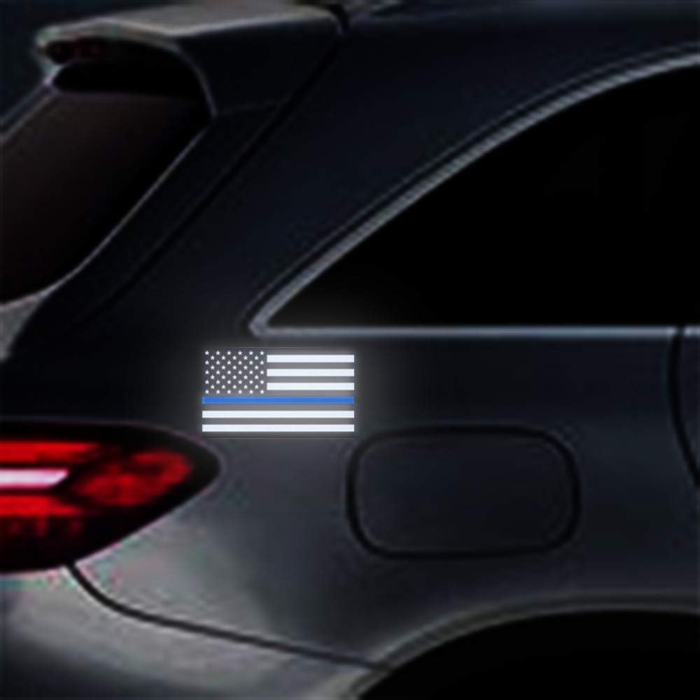 3 Pcs Calcomanías Reflectantes Bandera USA Línea Azul 5×3 in Vinilo para Auto…