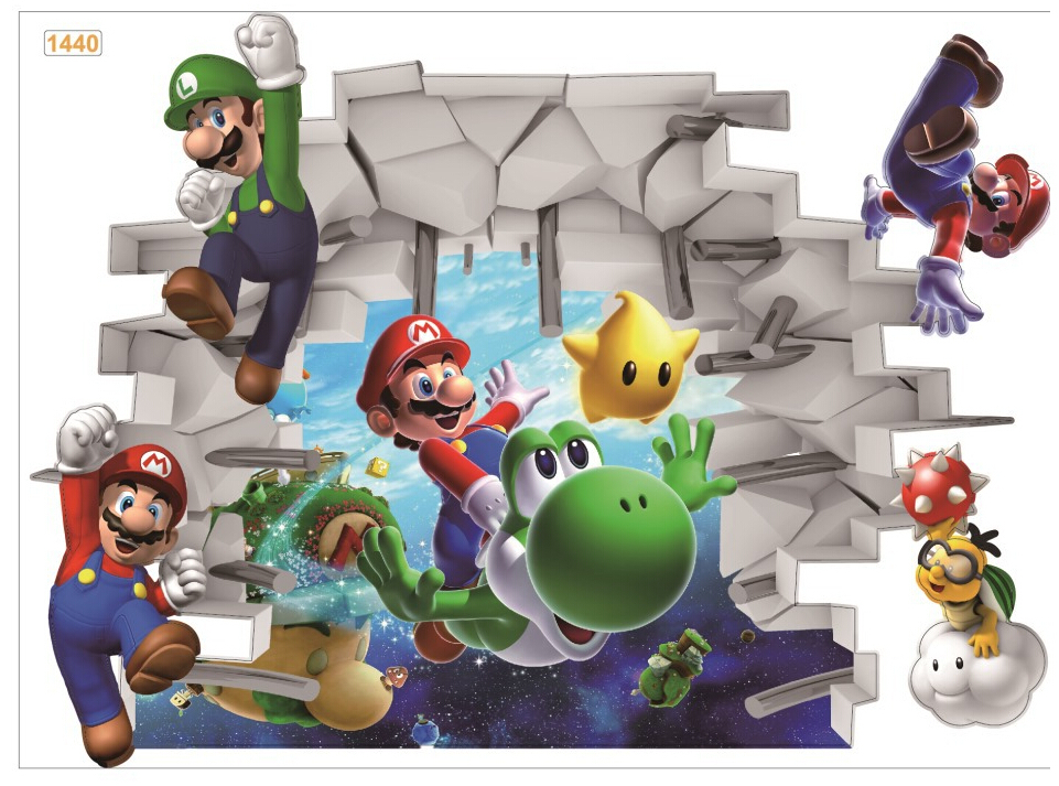 New 3D Super Mario Bros Removable HUGE Wall Stickers Decal Kids Home Decor USA