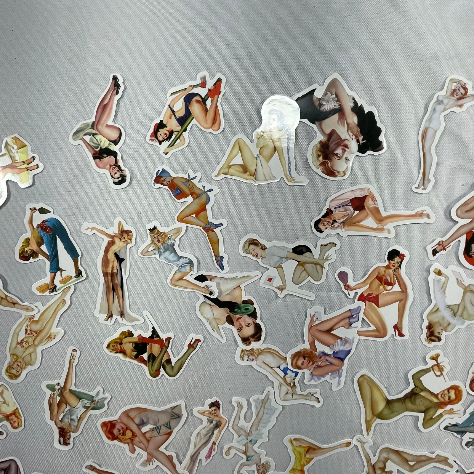 Lot of 66 Different 1" – 3" Vintage Style Female PinUp Stickers hot girls women