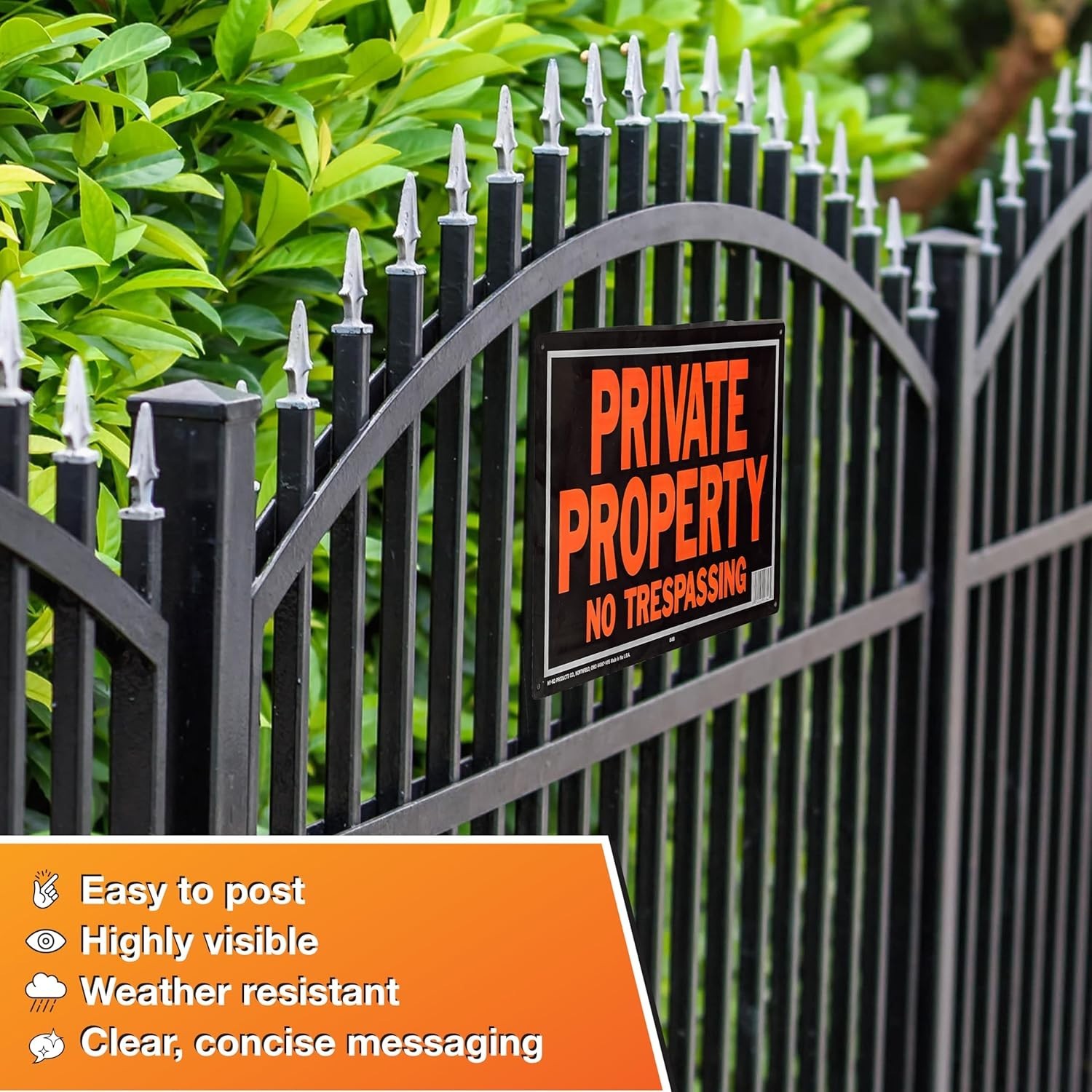 Products 848 Private Property No Trespassing Aluminum Sign 9.25" x 14" Orange…