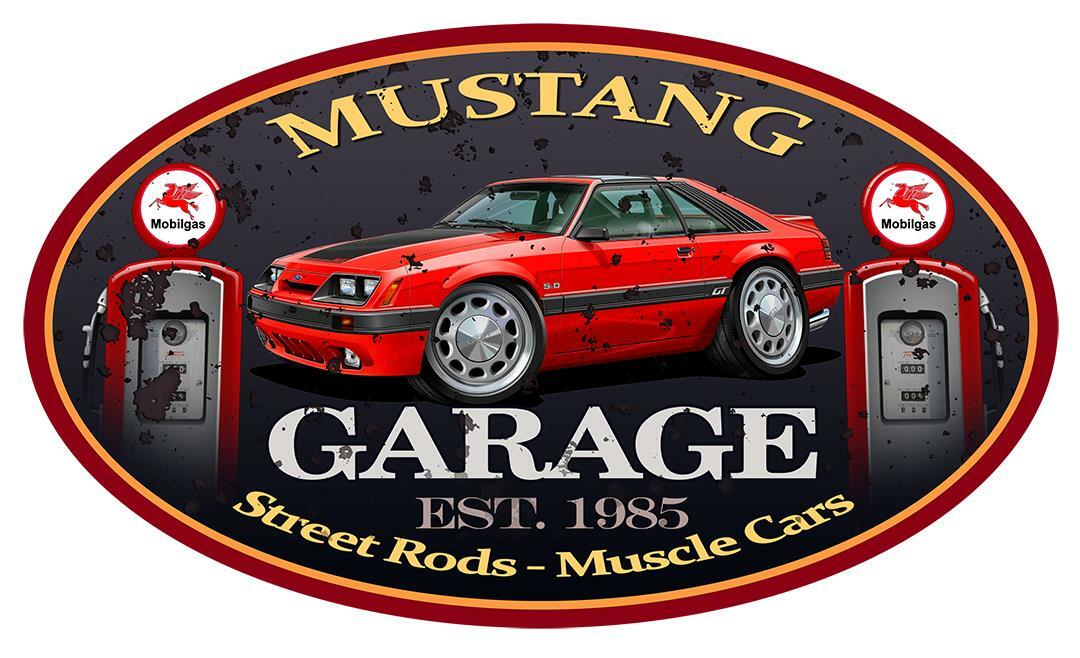 1985 1986 Ford Mustang GT 5.0 Hatchback Garage Sign Wall Art Graphic Sticker