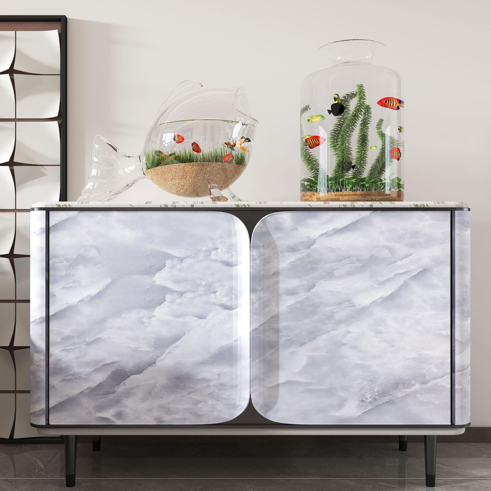 157"x 31" Wide White and Gray Marble Contact Paper for Cabinets Peel and Stic…