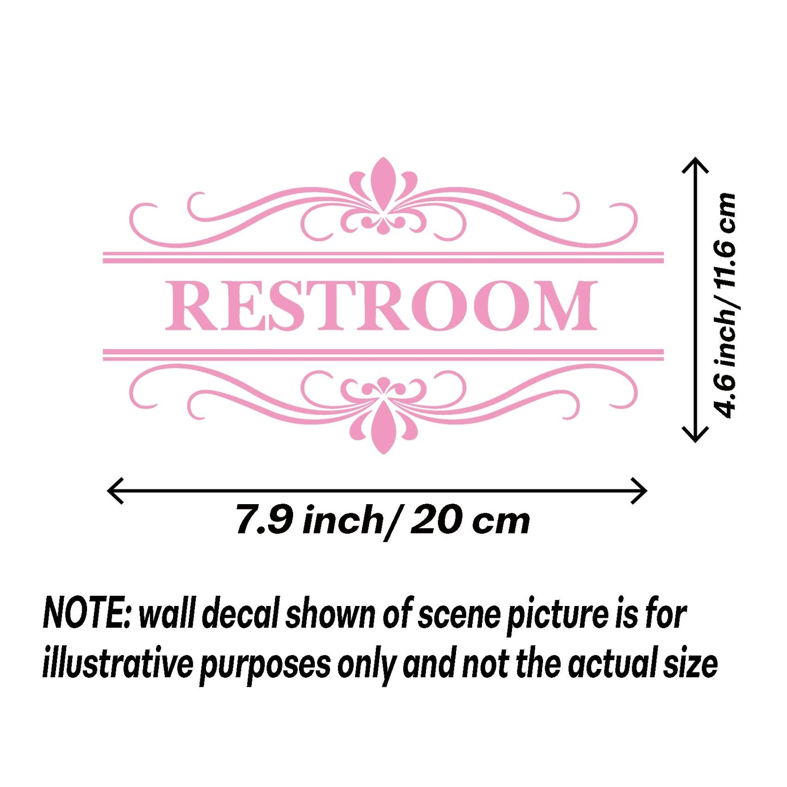 Restroom Sign Wall Decal Vinyl Pink Stickers, Removable Cute Art Design DIY M…