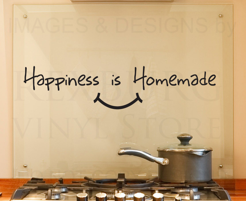 Wall Decal Quote Vinyl Sticker Art Removable Happiness is Homemade Kitchen KI21