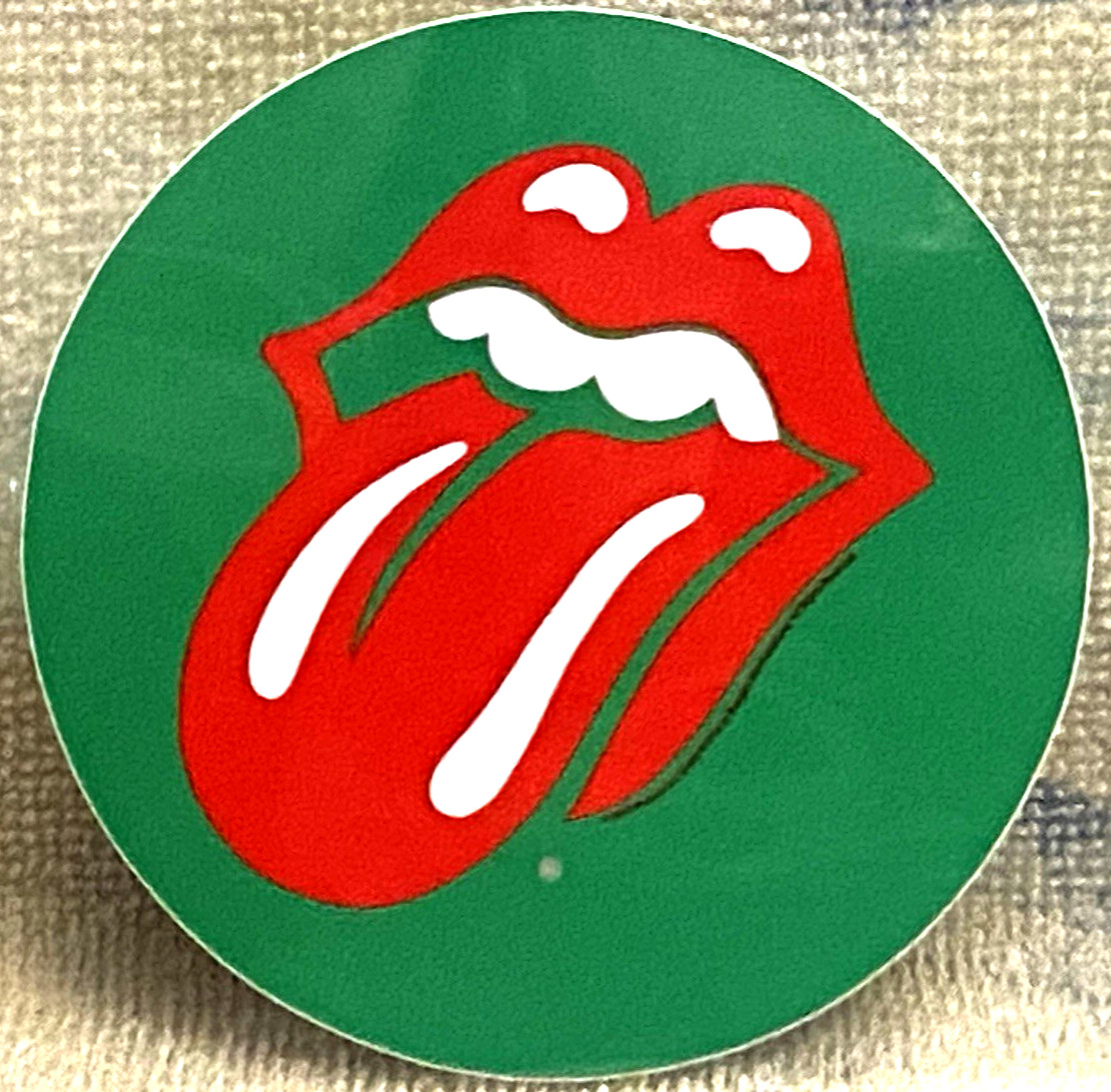 ROLLING STONES Classic Tongue Sticker *NEW* 3" Round Kelly Green