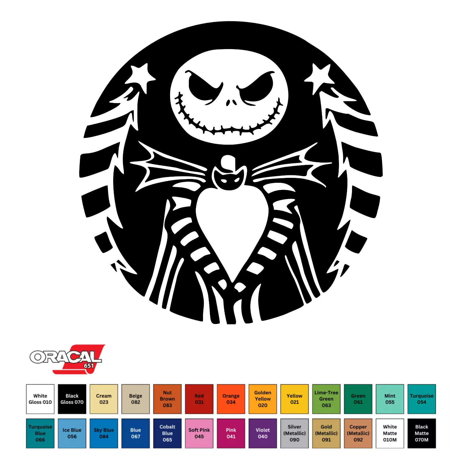 Nightmare Before Christmas Jack Skellington 3.5" Decal Oracal 651 CHOOSE COLOR