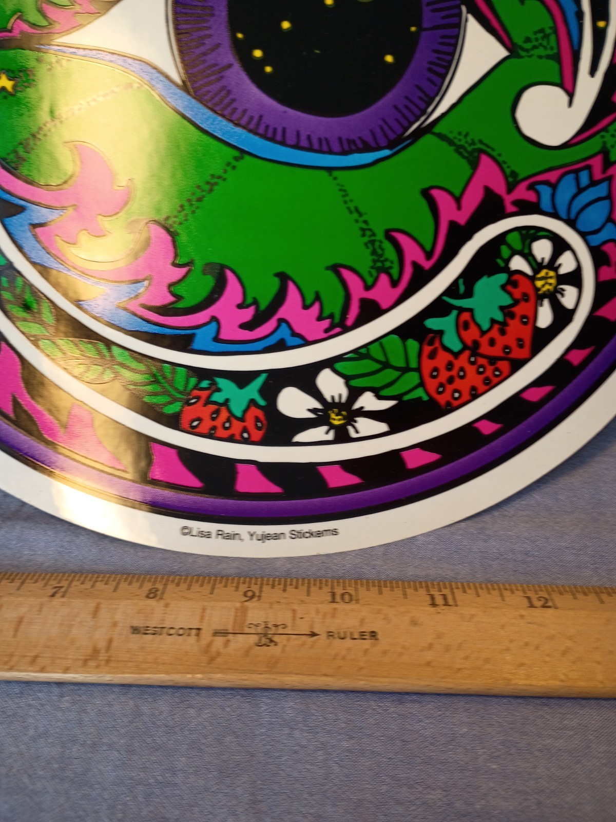 Vintage 12in Lisa Rain Psychedelic Eye Decal by Yujean Stickems -NOS-