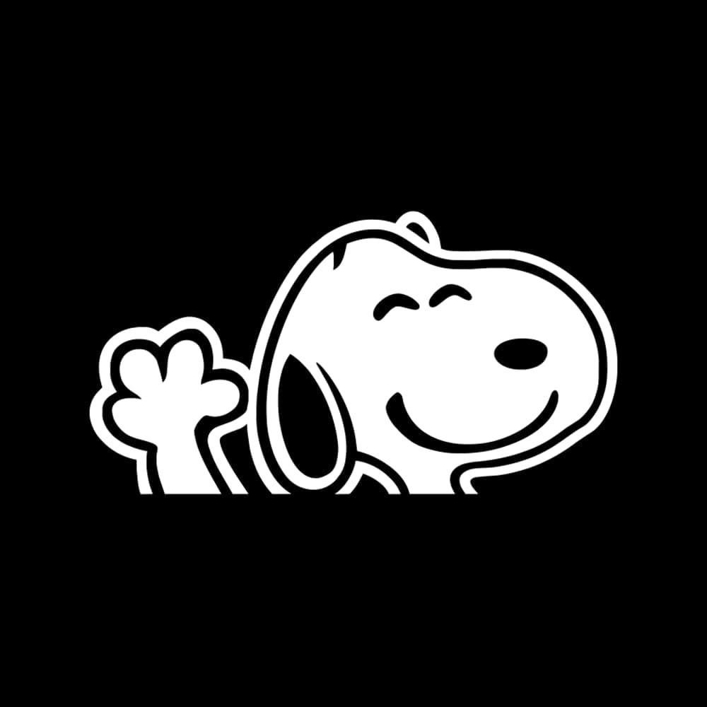 Snoopy Waving Cartoon White Vinyl Decal Window Laptop Bumper Sticker 8×4.2 in