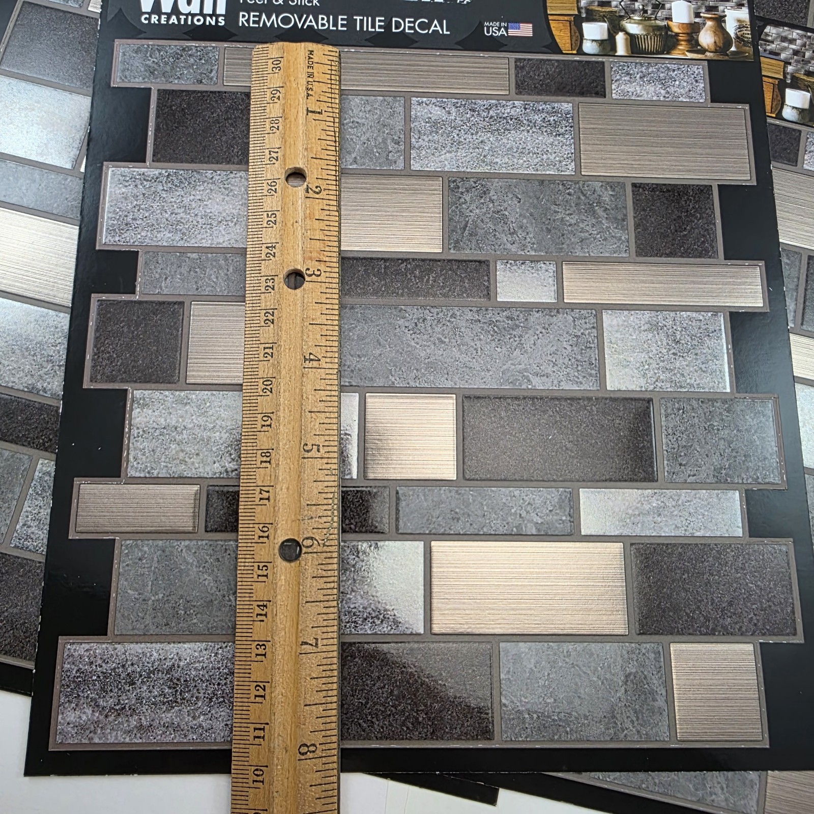 Main St Wall Creations Earth & Metal Mosaic -18- Peel & Stick Tile Decal Panels