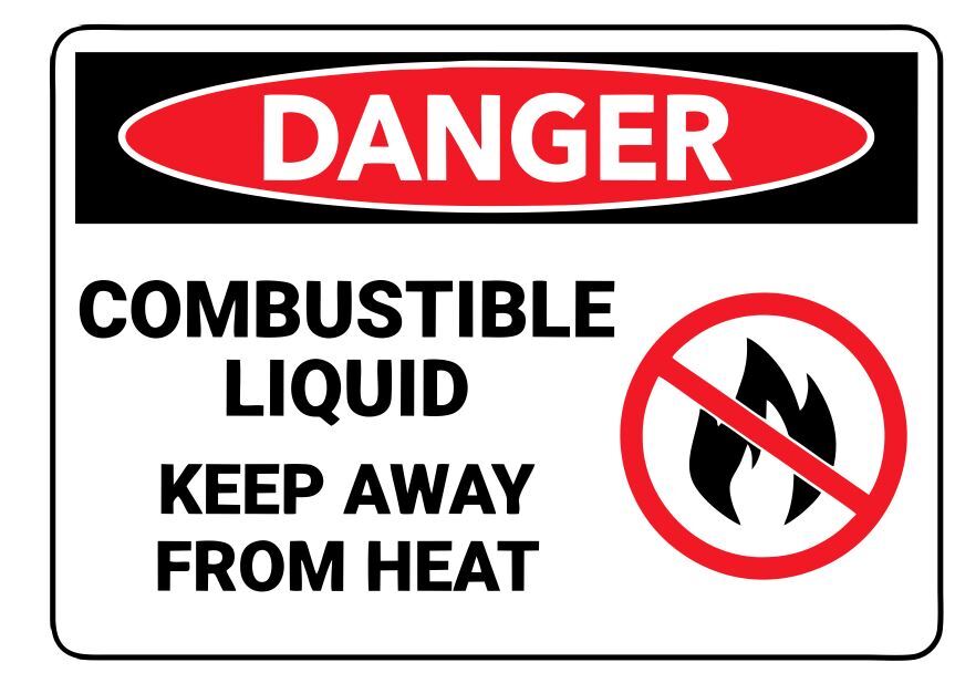 Danger Combustible Liquid Safety Sign Sticker Decal Label D7348