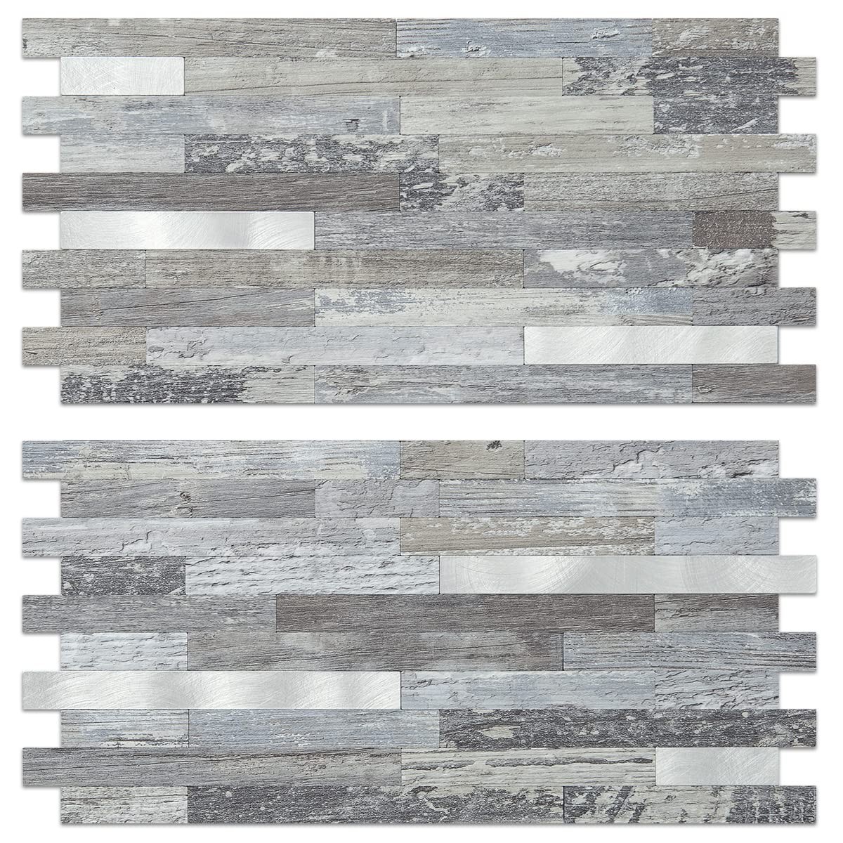 20 Sheets Peel and Stick Backsplash, Distressed Wood Look PVC Wall Tiles Stic…