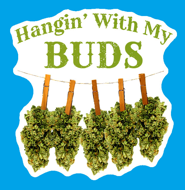 Hanging with My Buds Vinyl Sticker Weatherproof UV Safe Cannabis Decal Weed 420