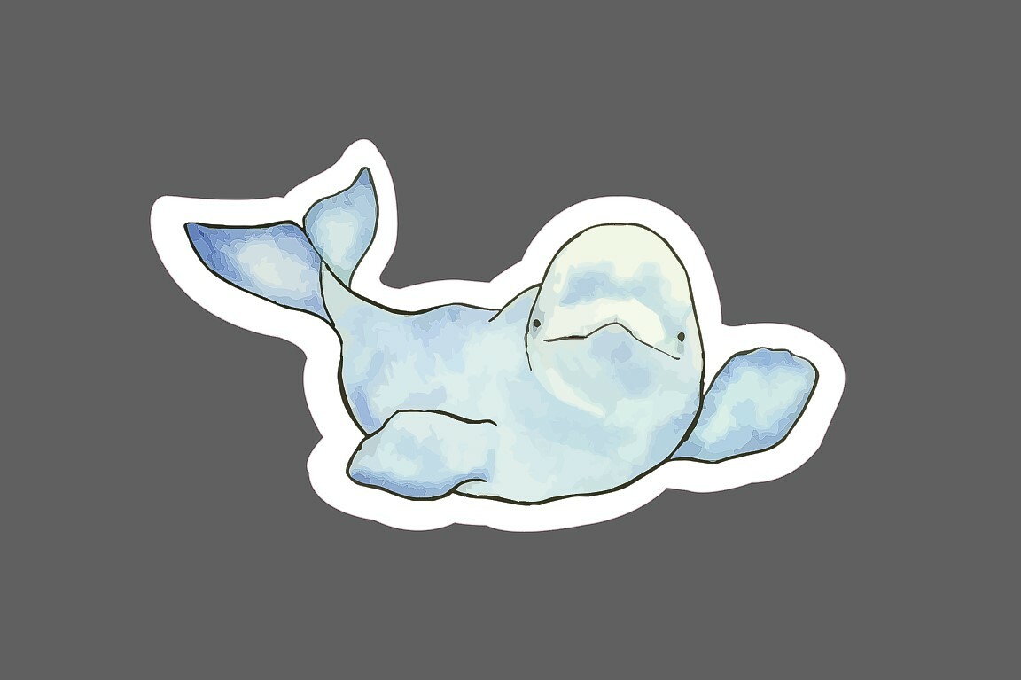 Beluga Whale Sticker Waving Waterproof – Buy Any 4 For $1.75 Each Storewide!