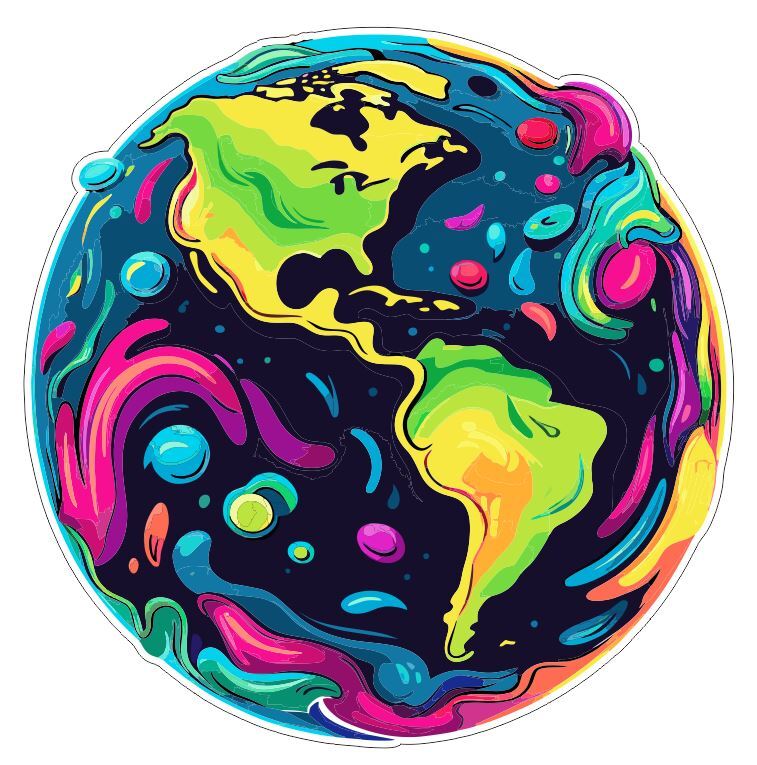 Hippie Peace Love Groovy Earth Sticker Stickers A84