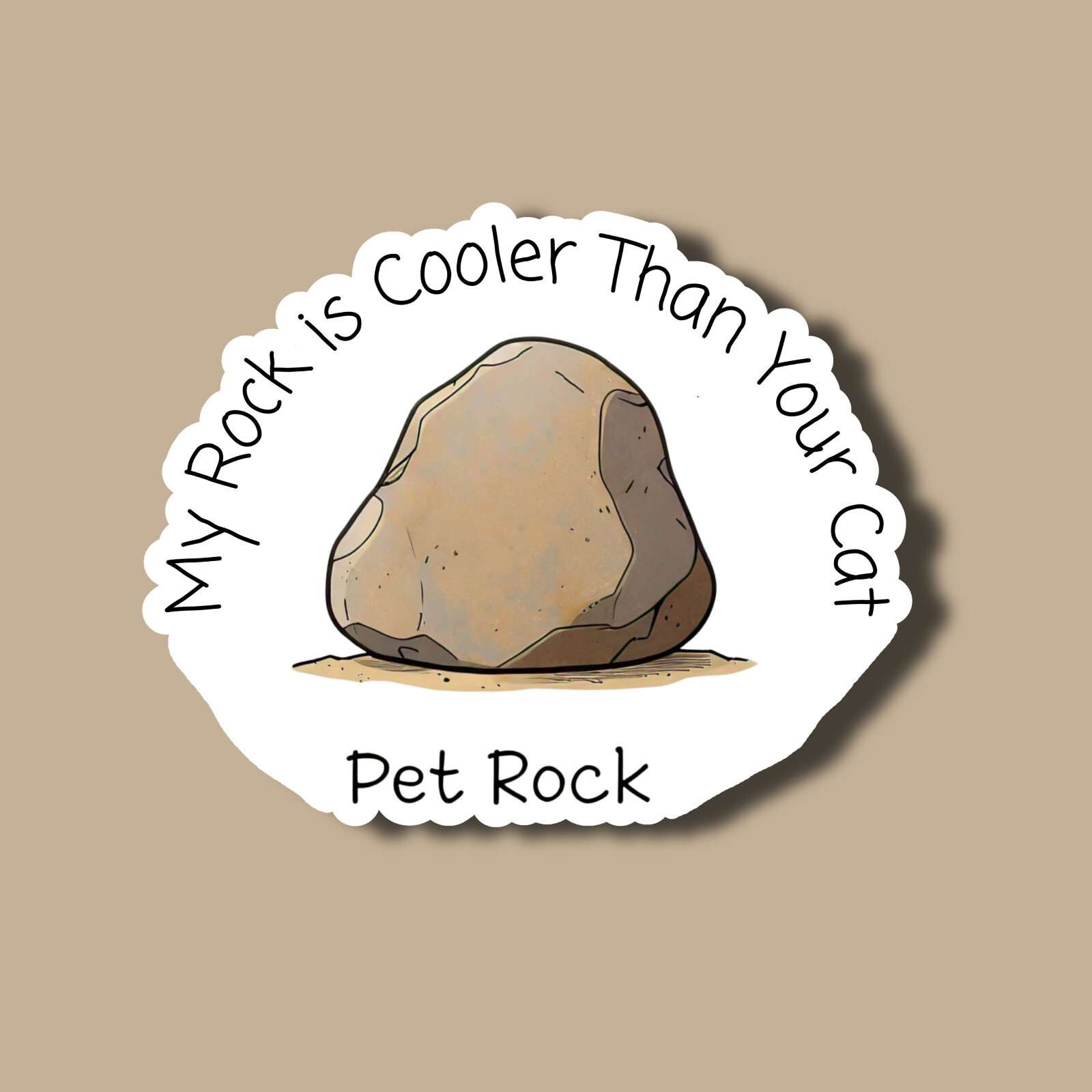 1970's Style Pet Rock Cute Funny 3" Vinyl Sticker