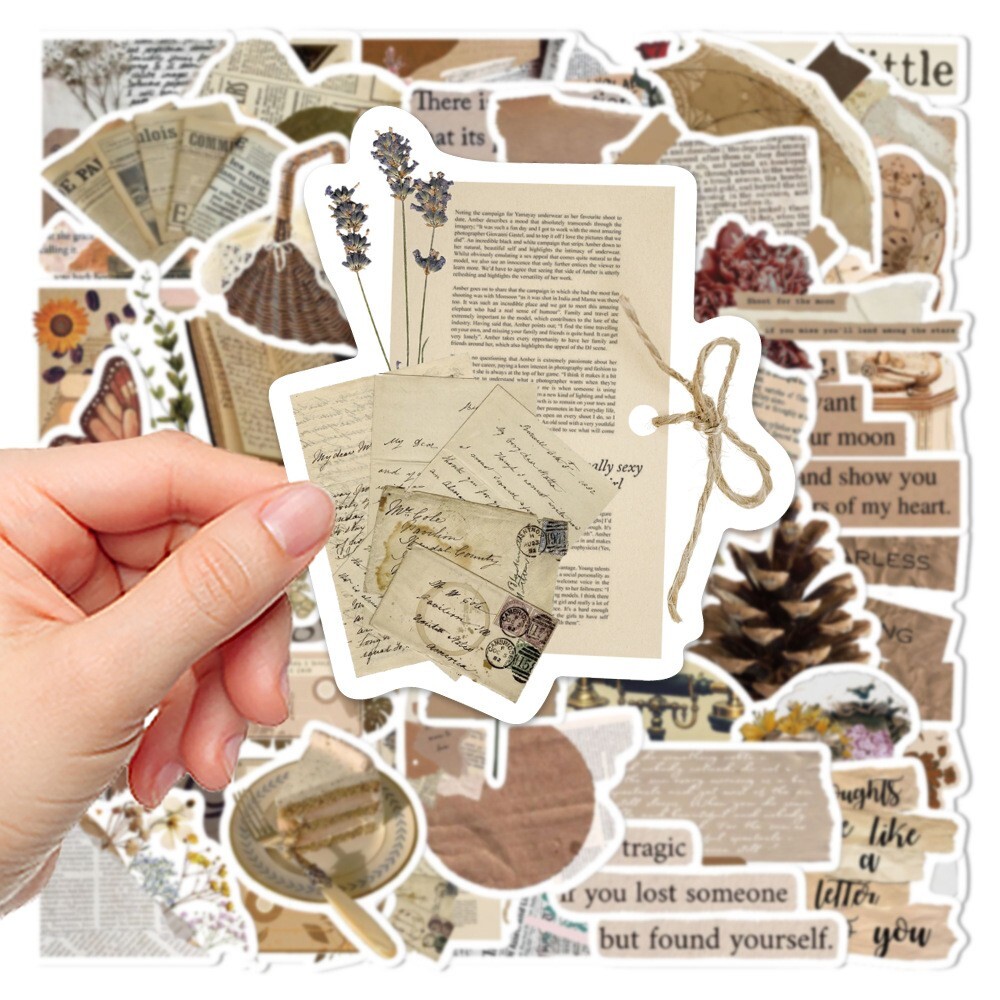 200pcs Retro Cottagecore Vintage STICKER PACK，#201206226251