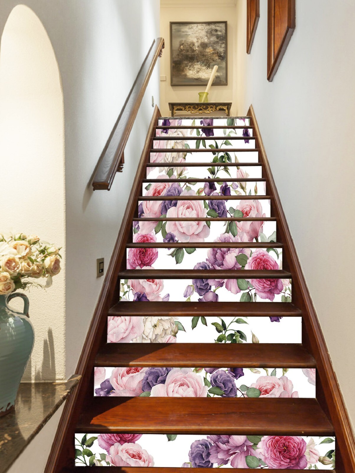 3D Purple Flower AZ827 Stair Risers Decoration Mural Vinyl Wallpaper Kay