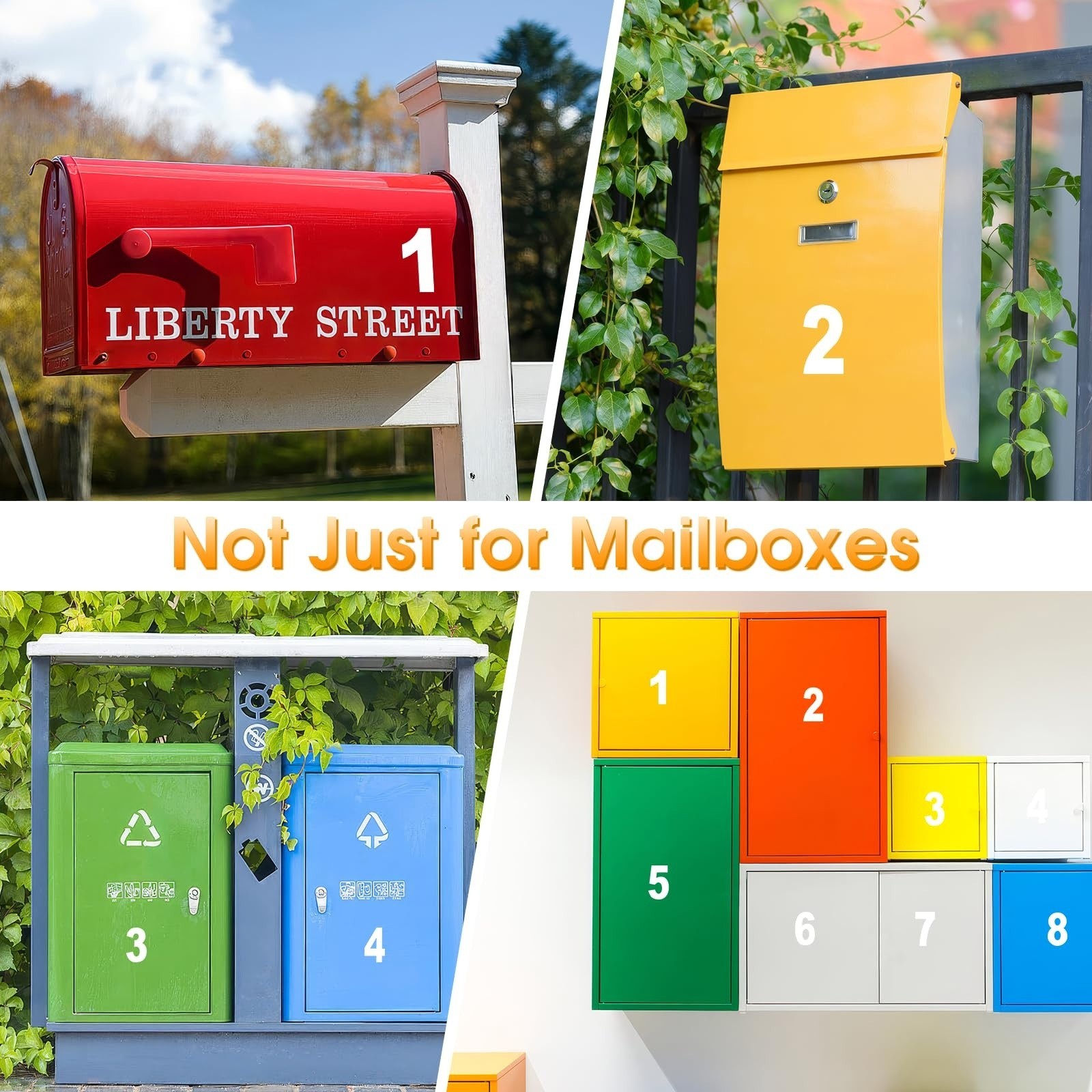 80 Pcs 3" Reflective Mailbox Numbers Stickers Vinyl Waterproof Address Decals