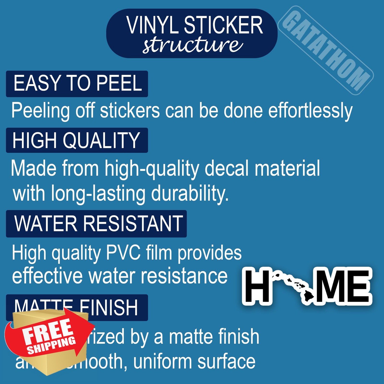 3pc Hawaii Map Sticker 3×1" Waterproof Vinyl US State Laptop Decal