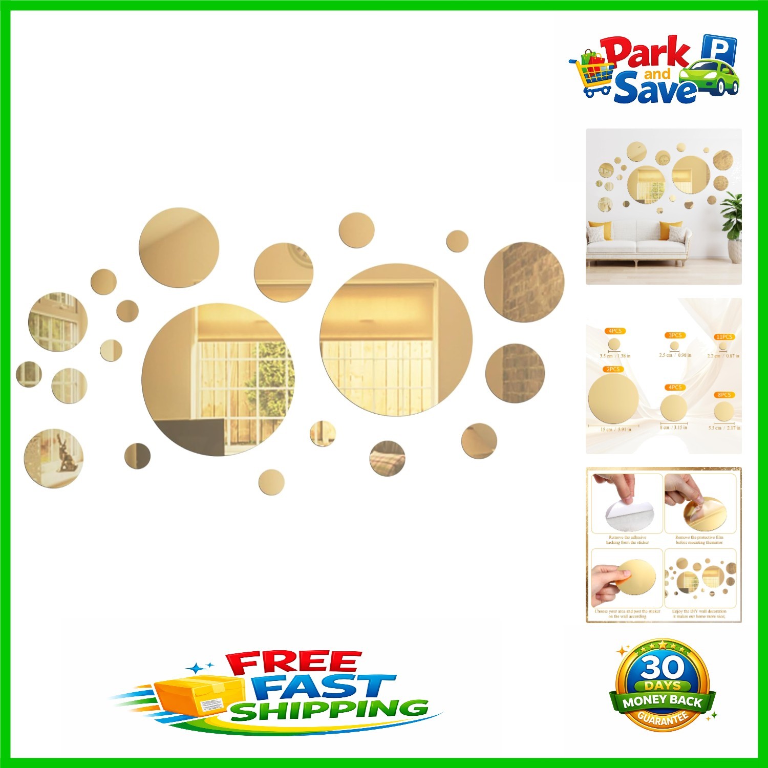 Elegant 32-Piece Mirror Circle Stickers – Acrylic Wall Decor for Family Spaces