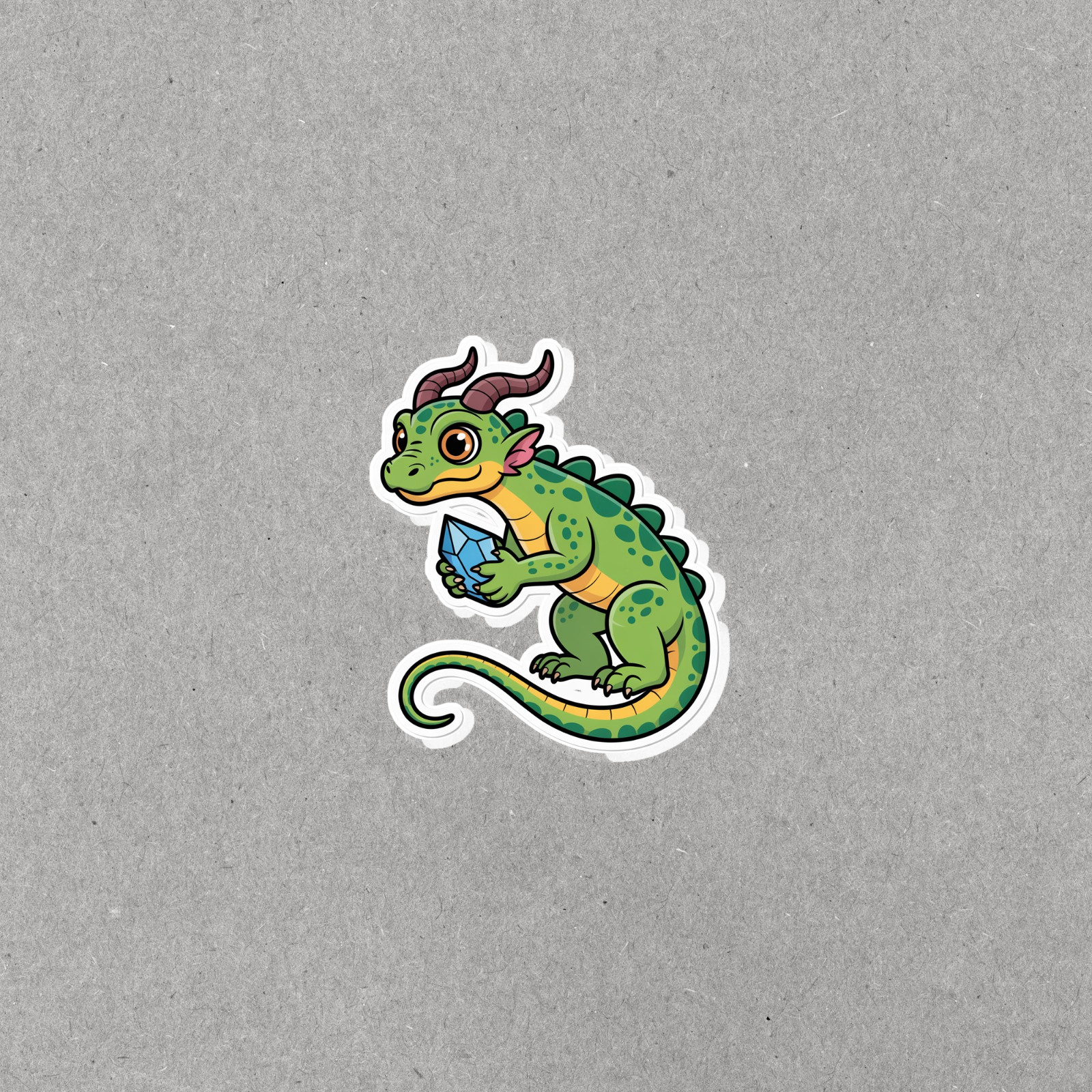 Cute Green Dragon Crystal Collector Vinyl Sticker #6323