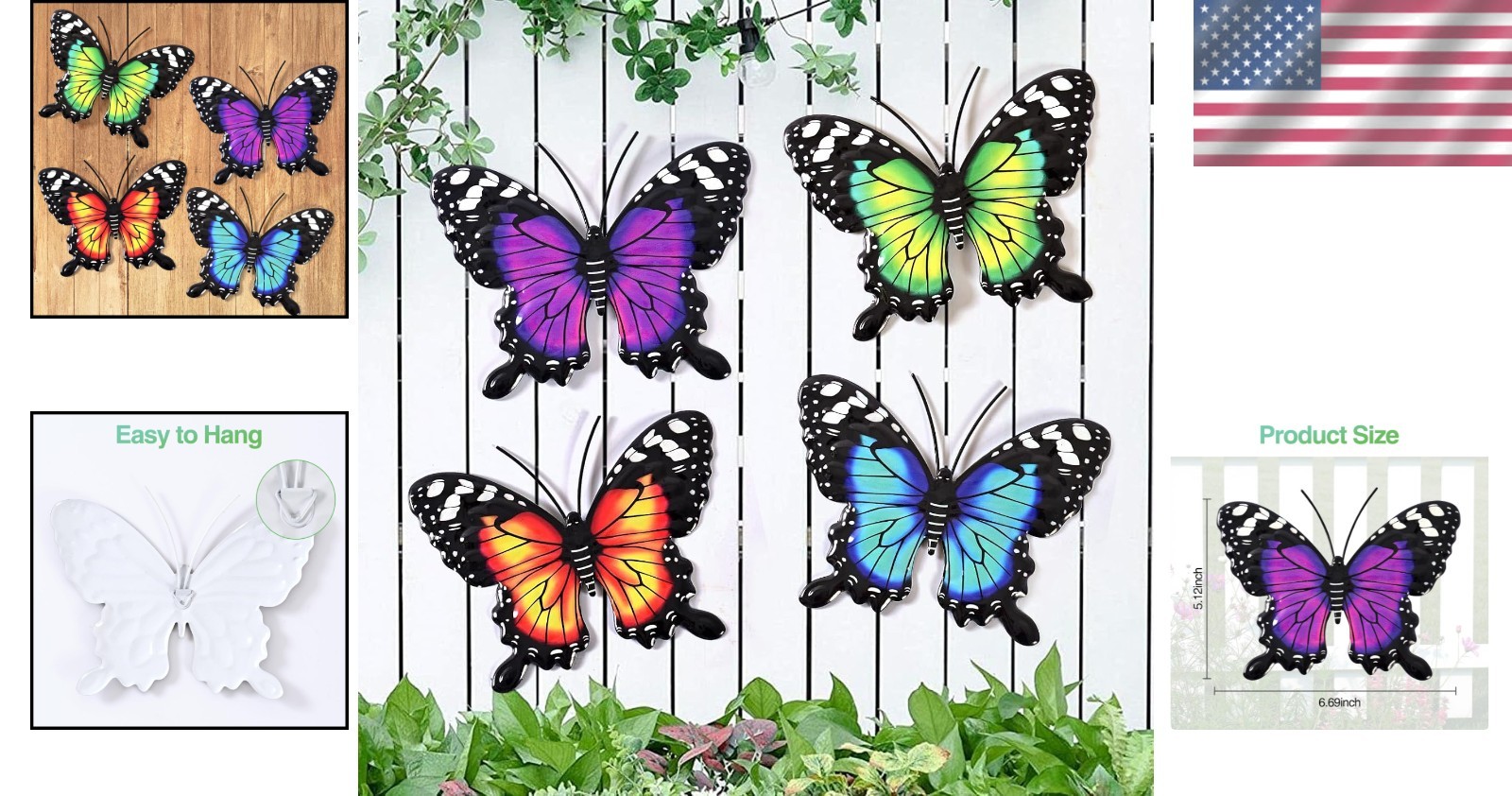 Stunning 4-Pack Metal Butterfly Wall Decor for Vibrant Indoor & Outdoor Spaces