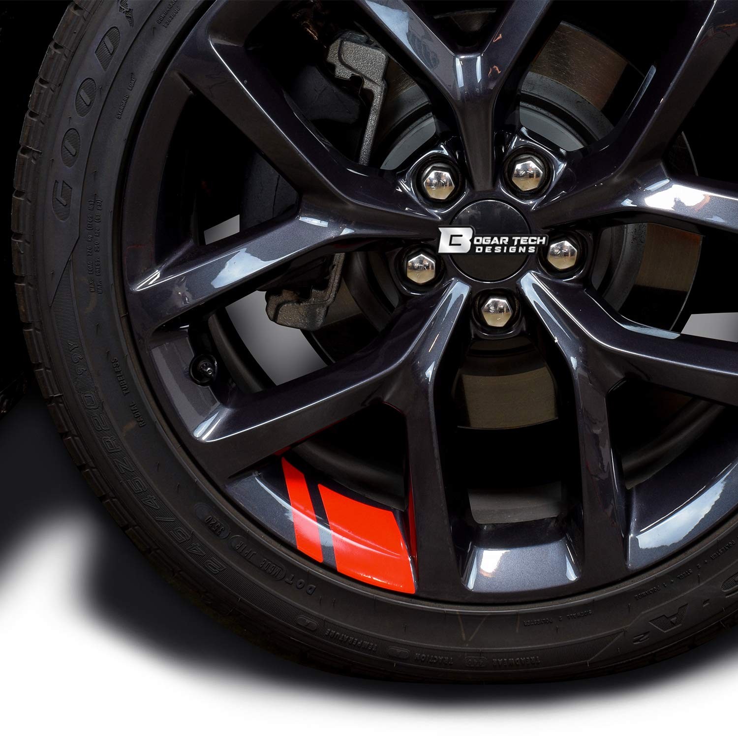 – Wheel Rim Decal Stripes for 18" – 20" Wheels, Gloss Red