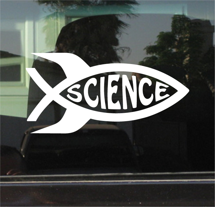 SCIENCE FISH SYMBOL VINYL DIE CUT STICKER