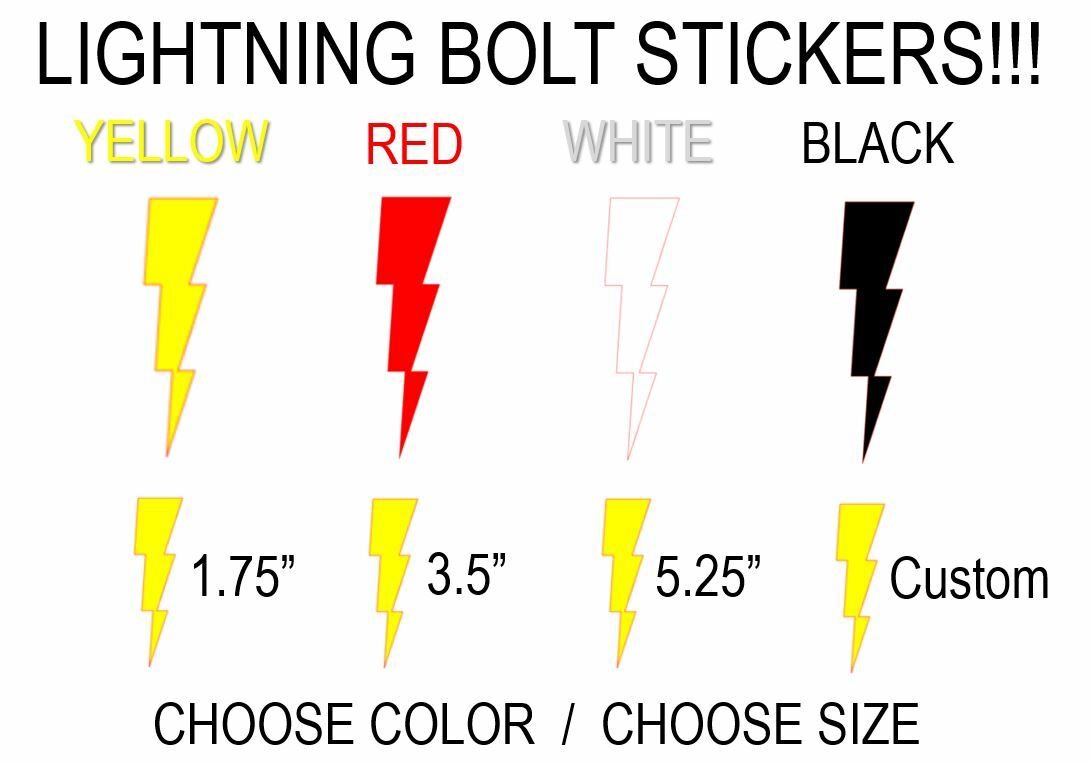 Lightning Bolt Vinyl Stickers! Multiple Bolts! Choose Your Size and Color Sheet!