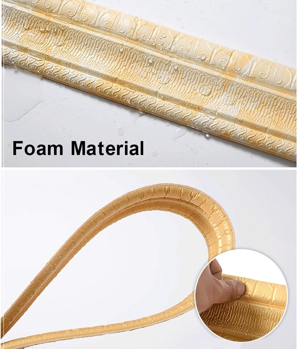 90"x 3" Self Adhesive Flexible Foam Molding Trim, 3D Sticky Decorative Wall L…