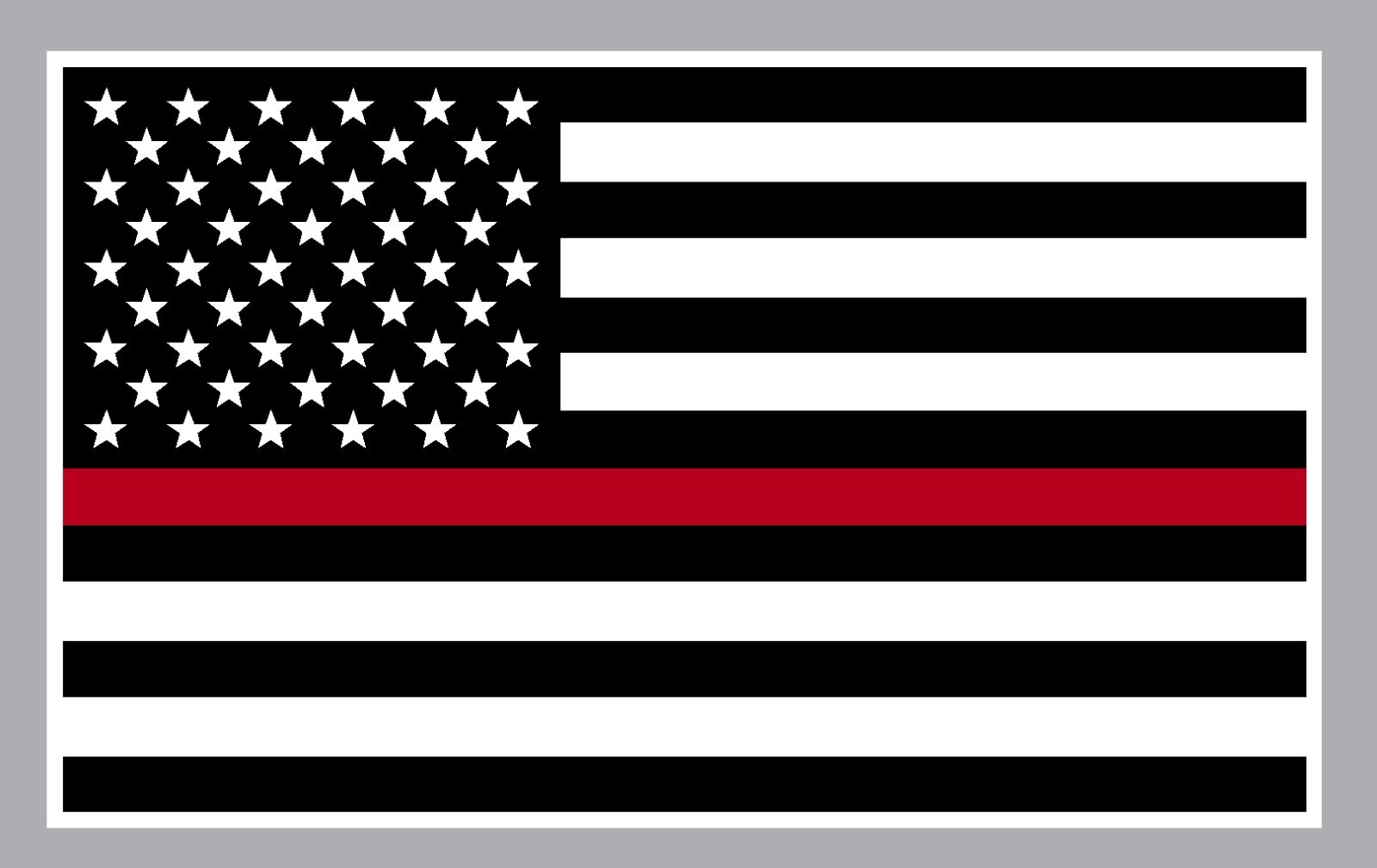 REFLECTIVE Black and WHITE FLAG THIN RED LINE DECAL fire EMS Multiple Sizes