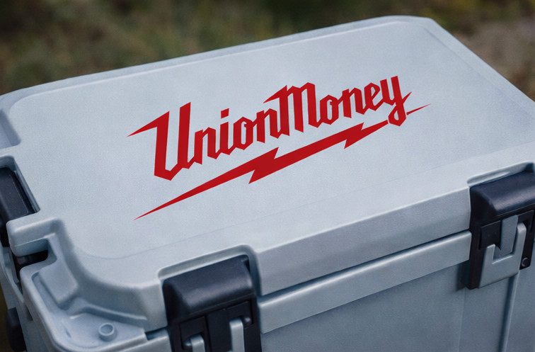 Union Money Funny Construction Hard Hat Sticker Vinyl Die Cut Sticker