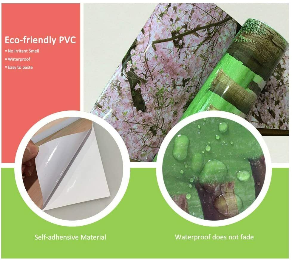 Green Forest Flower Stairs Waterproof Door Sticker Mural Self Adhesive Wallpaper