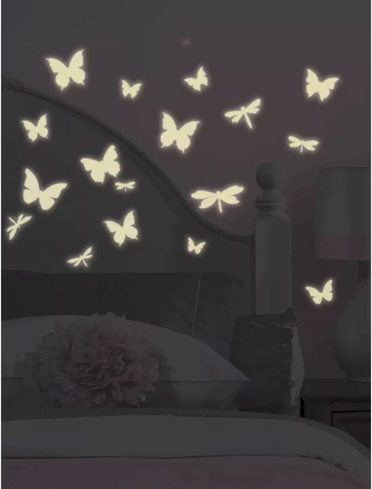 RoomMates Butterflies & Dragonflies Glow In The Dark Wall Decals 80Pc RMK1706SCS