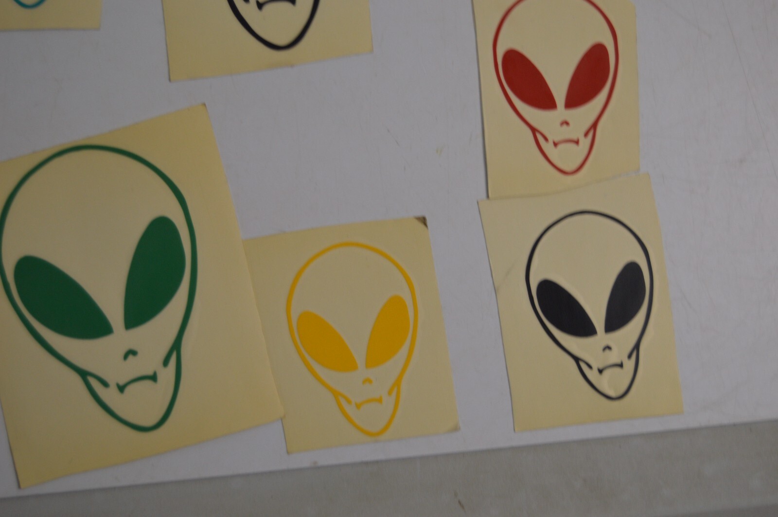16 Vintage Alien Vinyl Decal Stickers Lot 1990's Space Carnival Collectibles