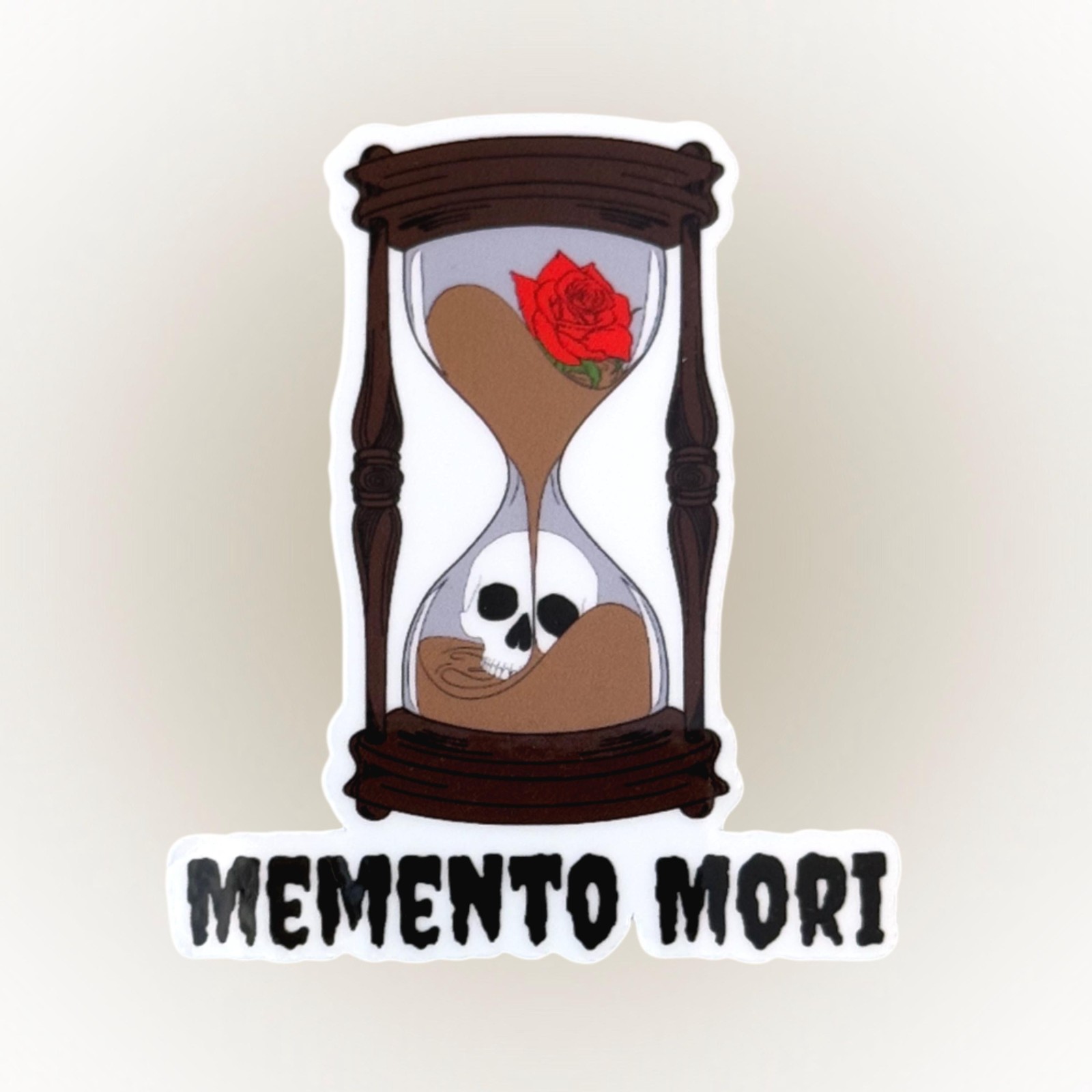Memento Mori Vinyl Sticker – Gothic Hourglass Sticker