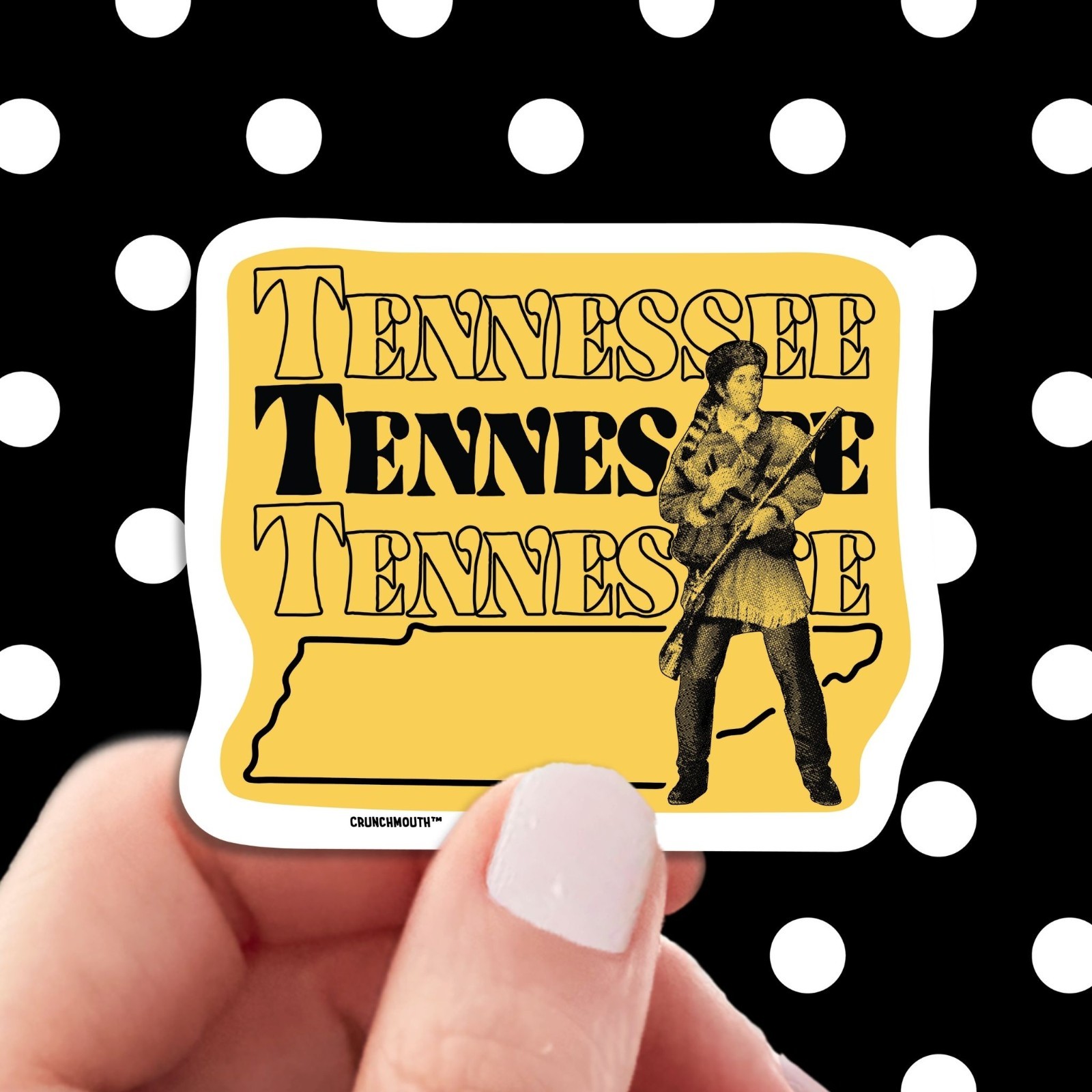 Tennessee Travel Luggage Sticker, Davy Crockett Decal for Laptop, Water Bottle