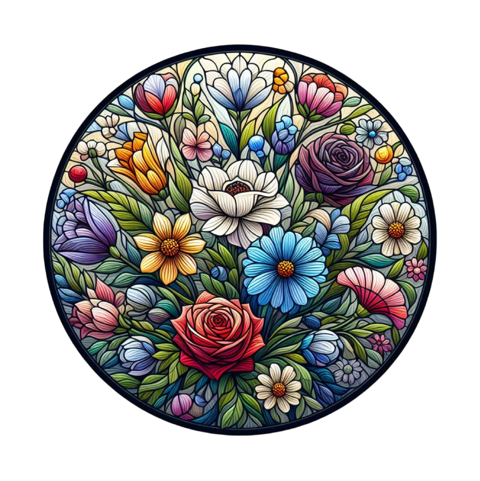 Wall decal sticker flowers stained glass wall sticker 18 x 18 cm large