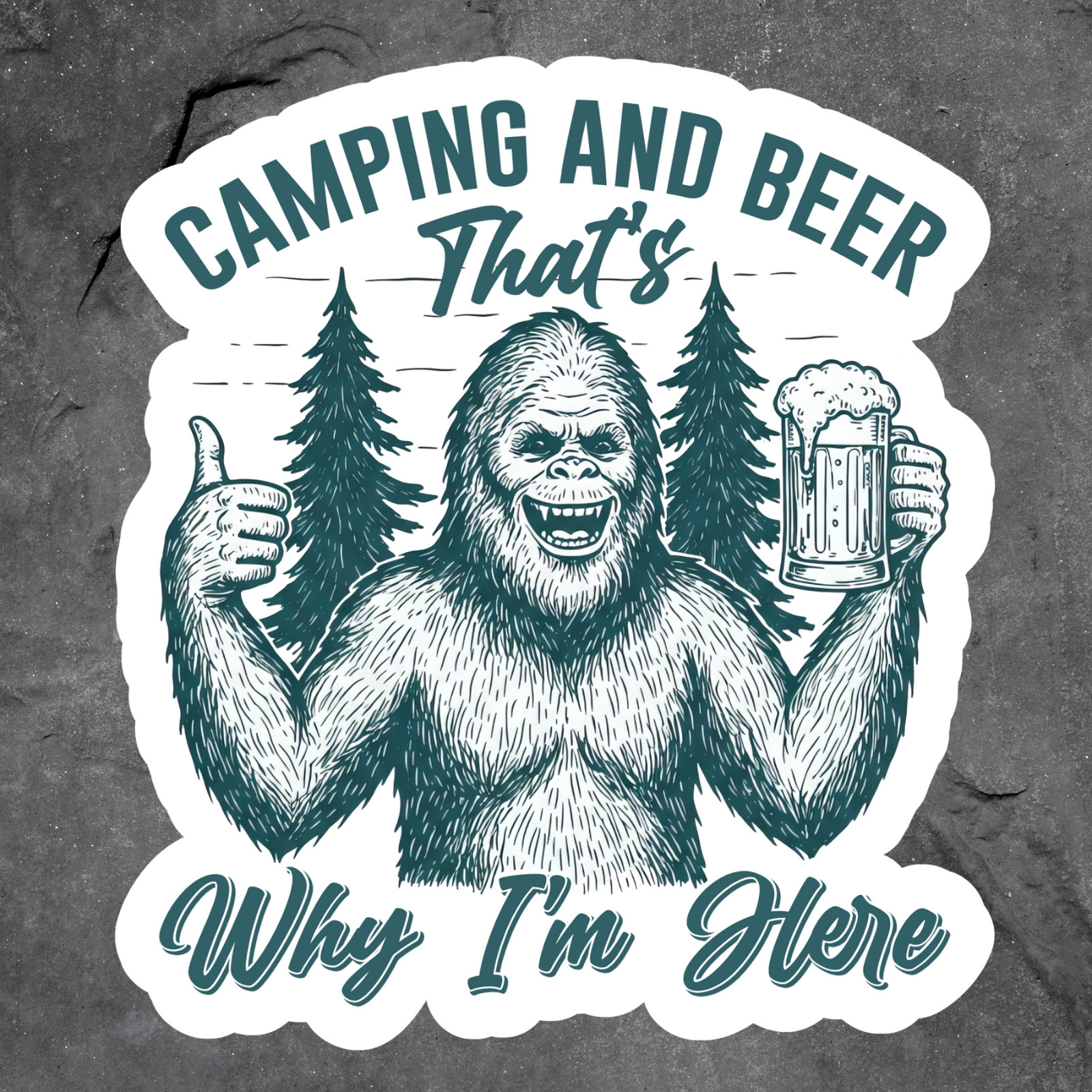 Bigfoot Camping And Beer Sticker Vinyl Decal Funny Forest Outdoors