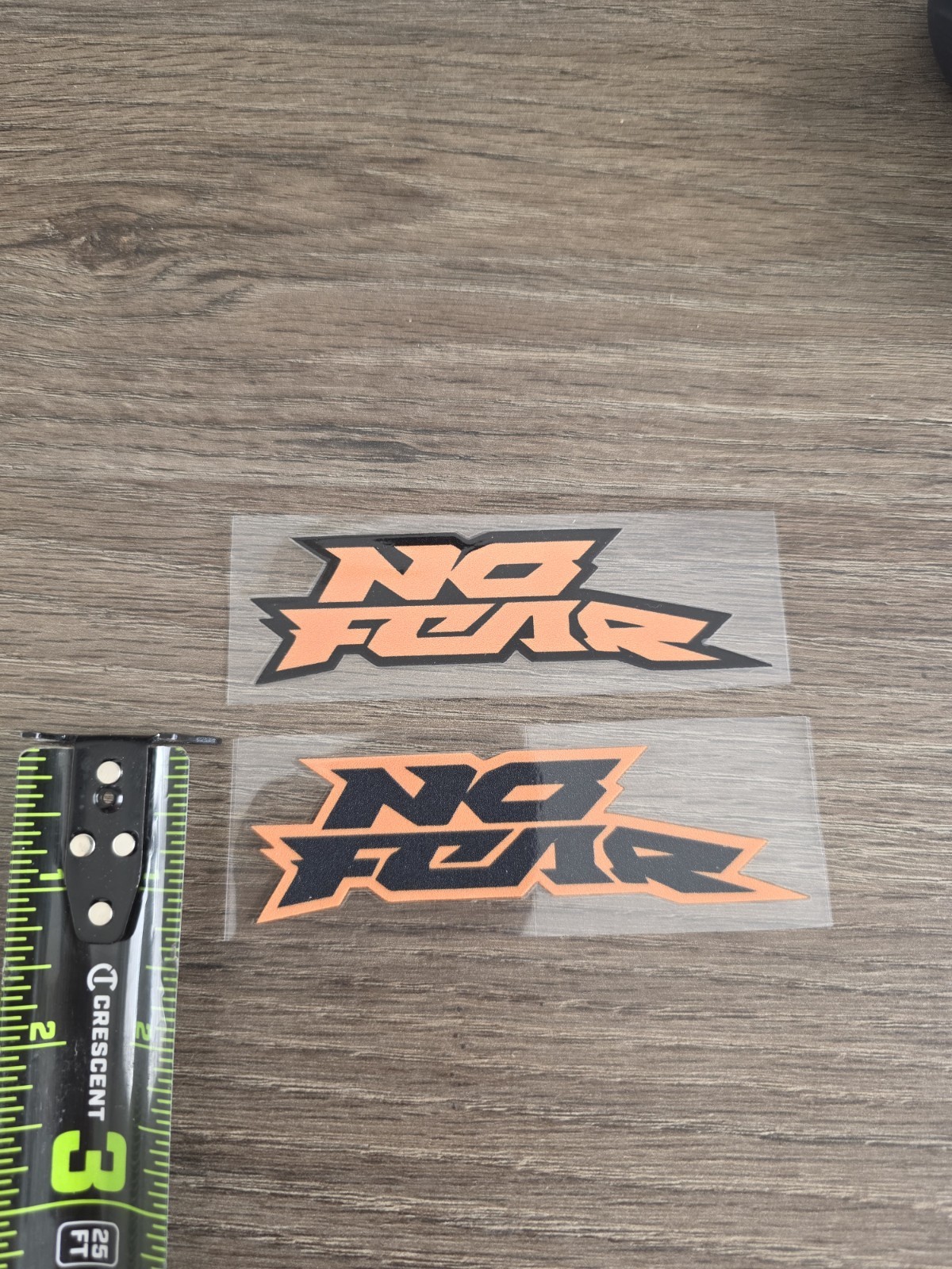 2X NO FEAR Orange & Black DECAL STICKER Waterproof Raised UVDTF 4in