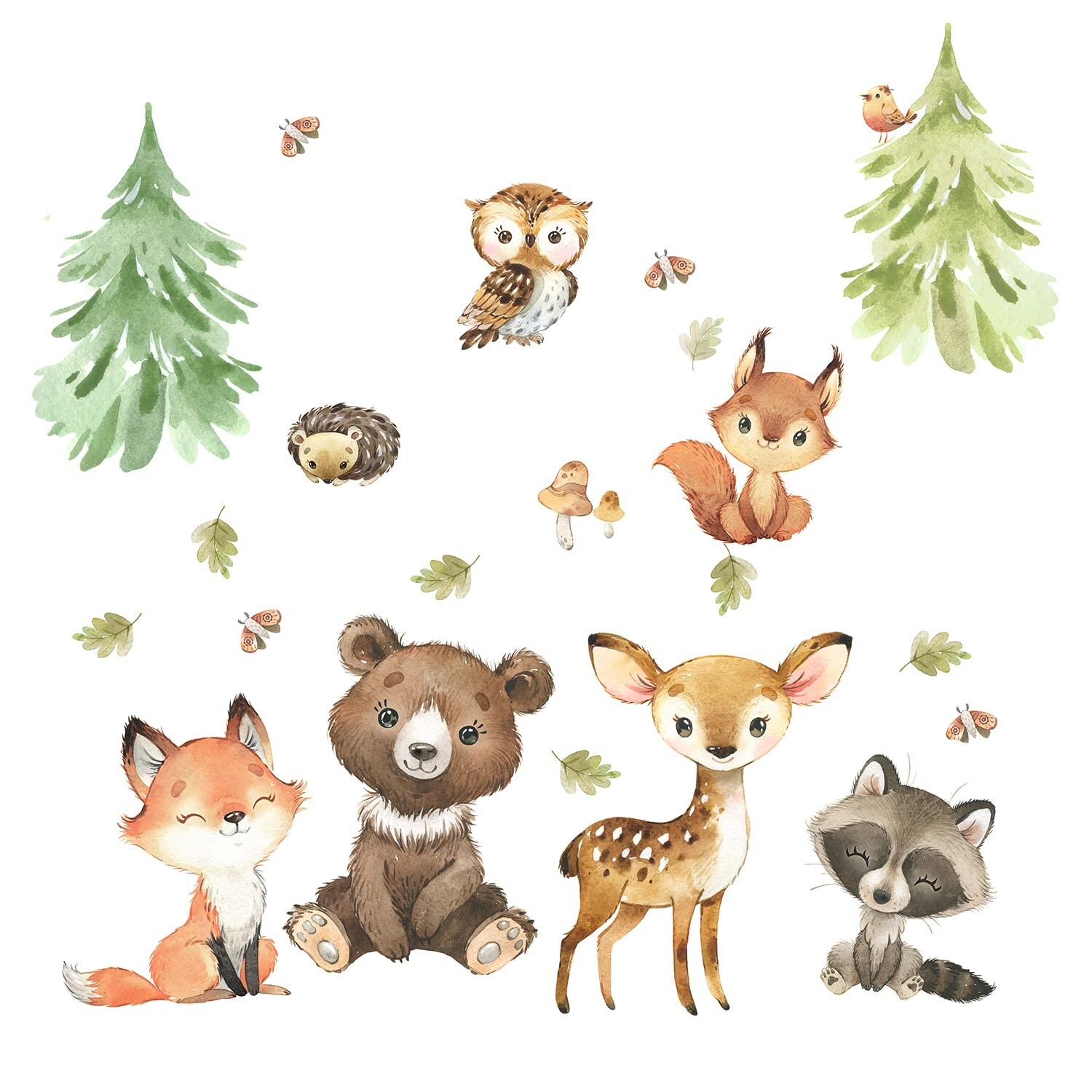 Woodland Nursery Wall Decals for Boys Girls Baby Nursery Kids Neutral Bedroom…