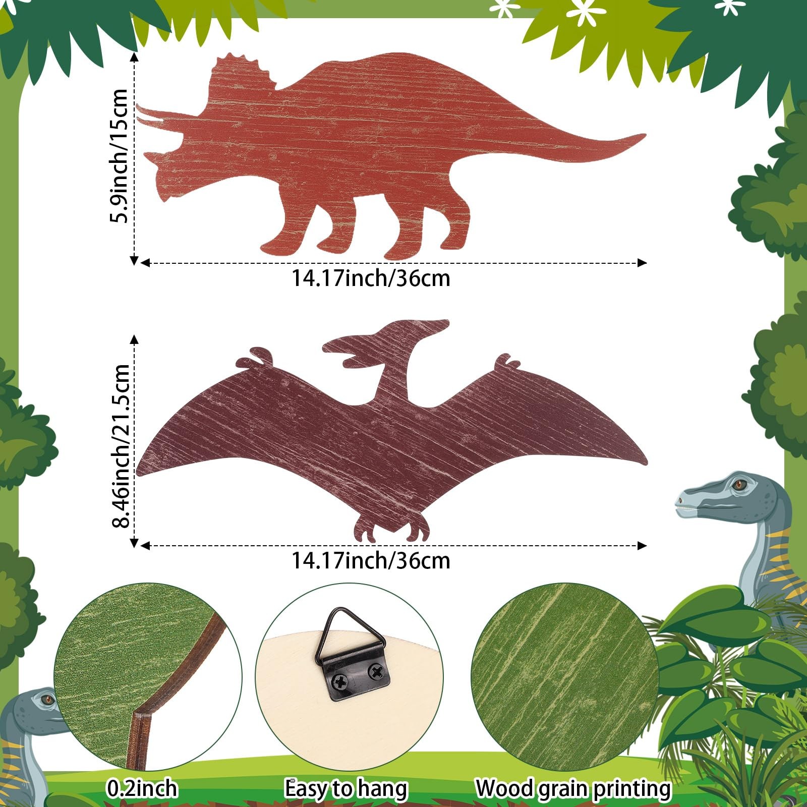 Dinosaur Wall Decors Wooden Boys Dinosaur Nursery Playroom Baby Shower Wall A…