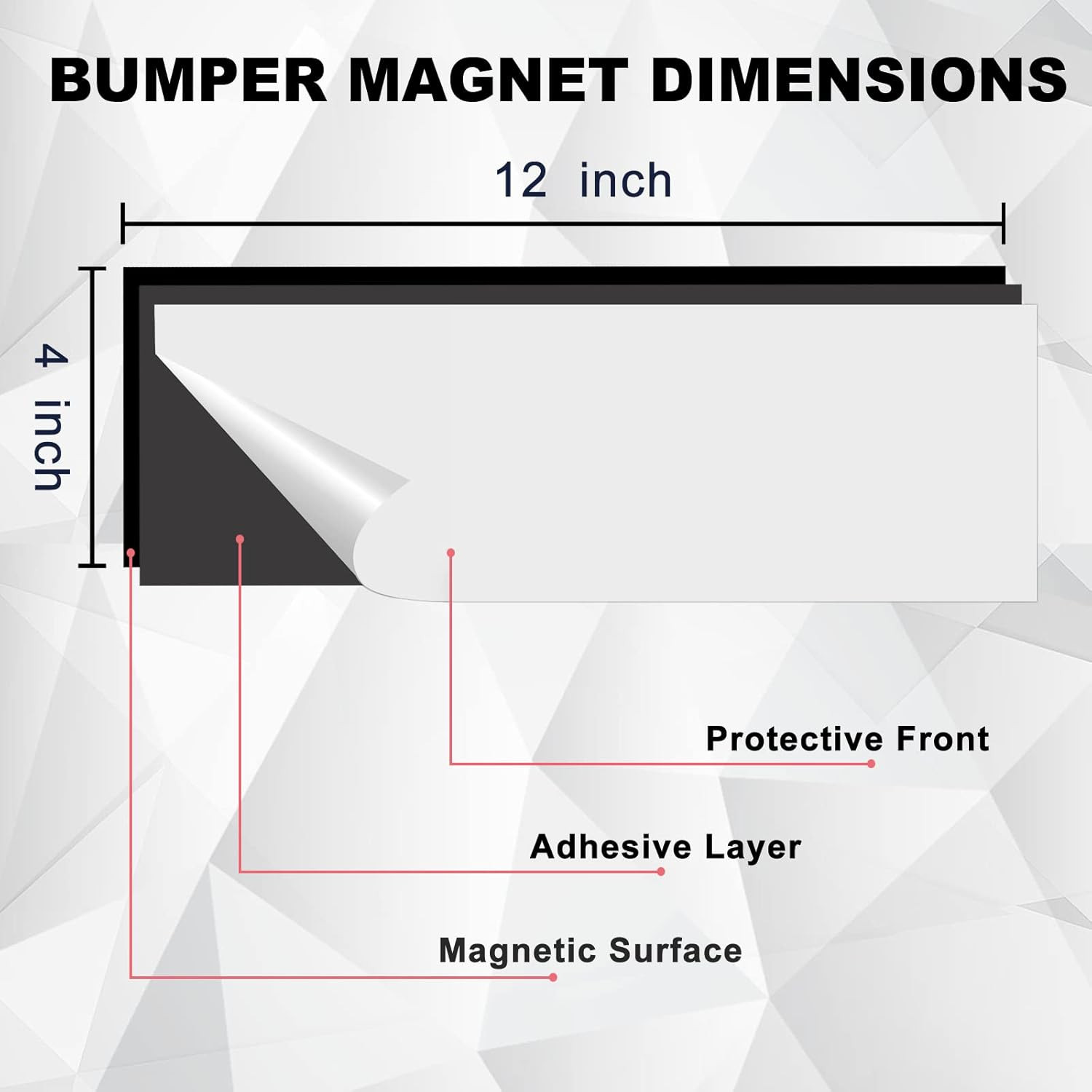 10 Pack 12" X 4" Bumper Sticker Magnets with Self Adhesive Flexible Magnetic Bum