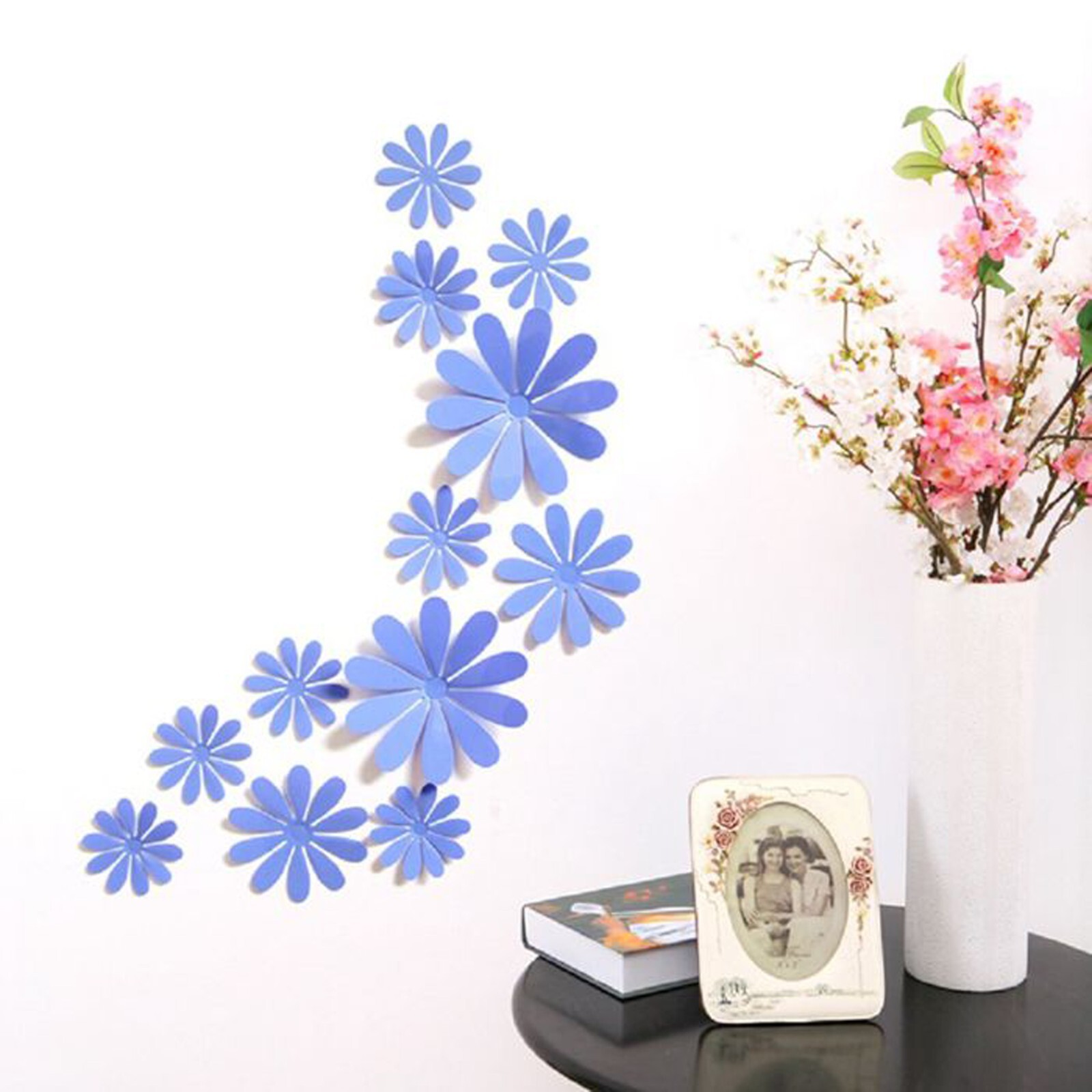 12 pcs 3d flower wall sticker decor, party, wedding, diy, home decorations