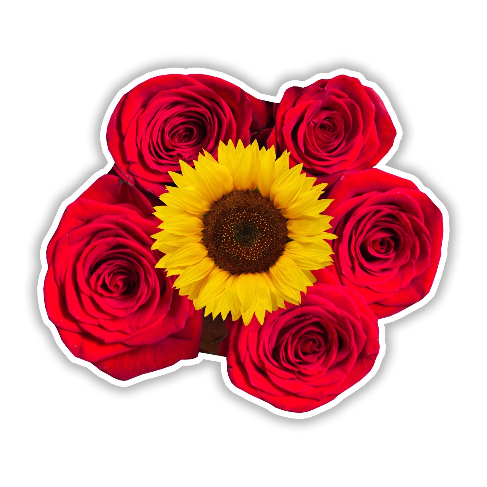 Red Rose Beautiful Full Color Sunflower Sticker Yellow Vinyl Decal Real Laptop