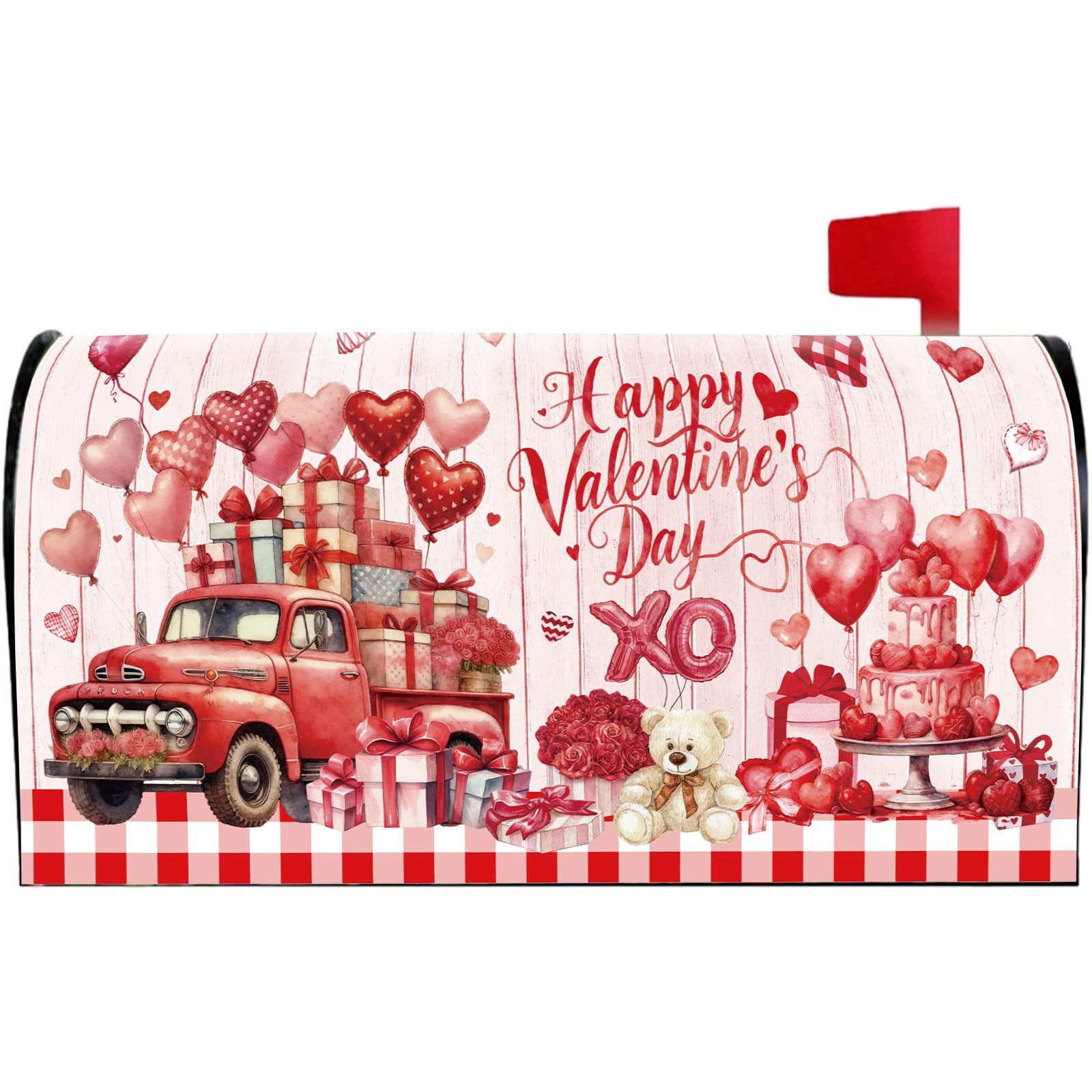 Valentines Mailbox Covers Magnetic Standard Size 18" X 21" Happy Pink