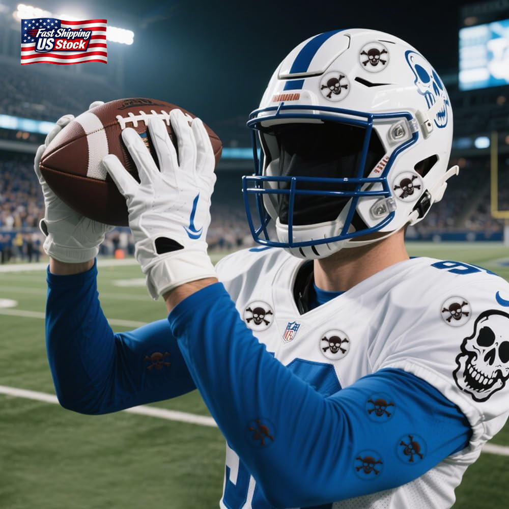 Skull Helmet Stickers, 200 Pcs Youth Football Helmet Stickers, 1-1/8 Inches Viny