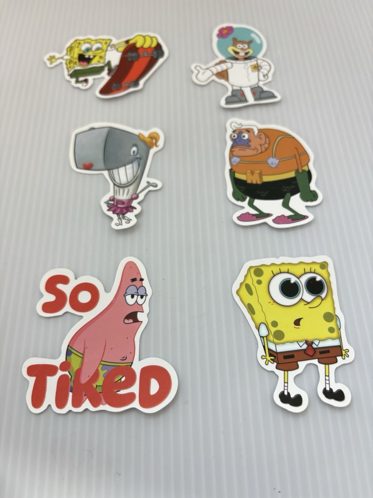 SpongeBob SquarePants 6pc Vinyl Stickers Lot Cartoon Water Bottle Laptop Decals